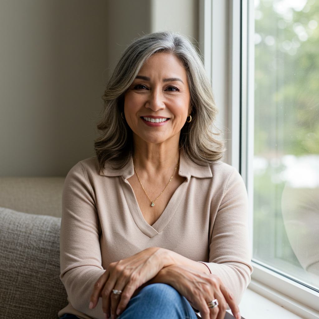 Patient after All-on-4 treatment showing full smile restoration