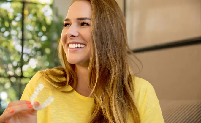 Clear Invisalign aligners for discreet teeth straightening